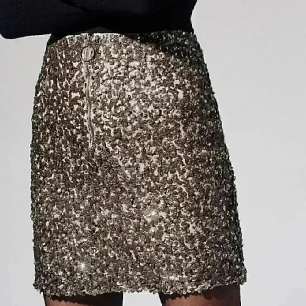 Free People Sequin Mini Skirt